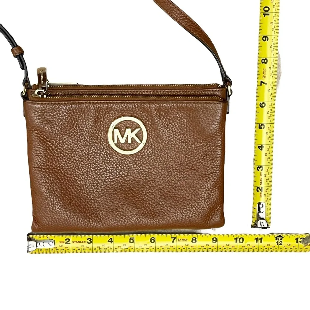 Michael Kors Brown Pebbled Leather Small Crossbody Bag